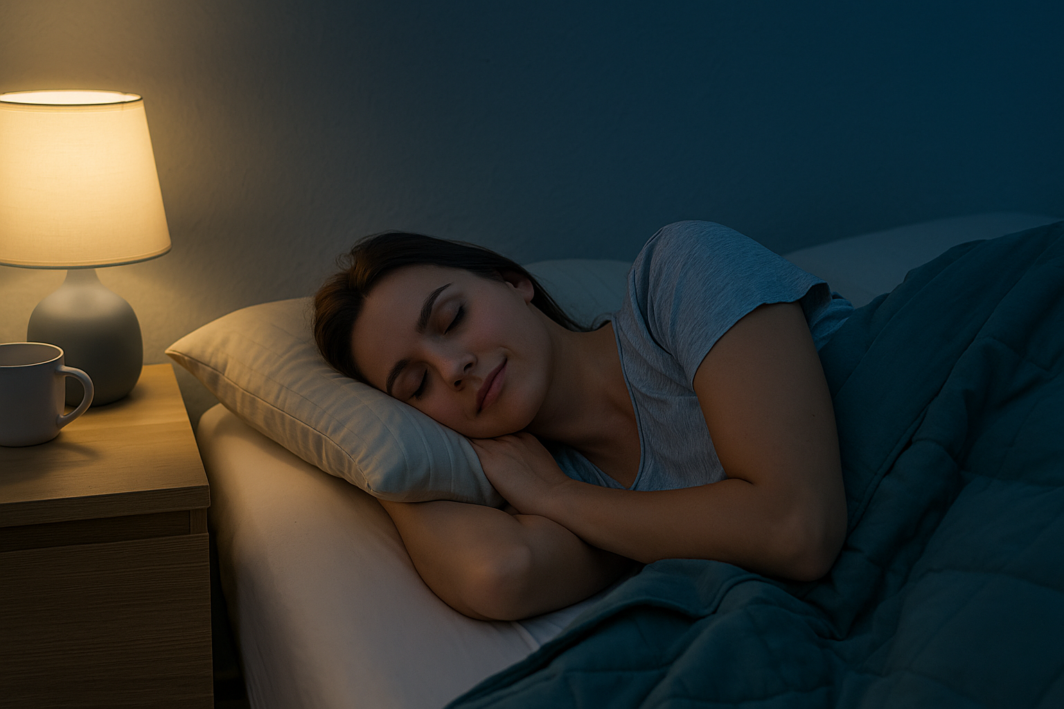 Ein Frau liegt schlafend im Bett